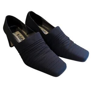 Judith Ripple Stretch Black Square Toe Chunky Heel 2.5 inch Pumps women's size 8